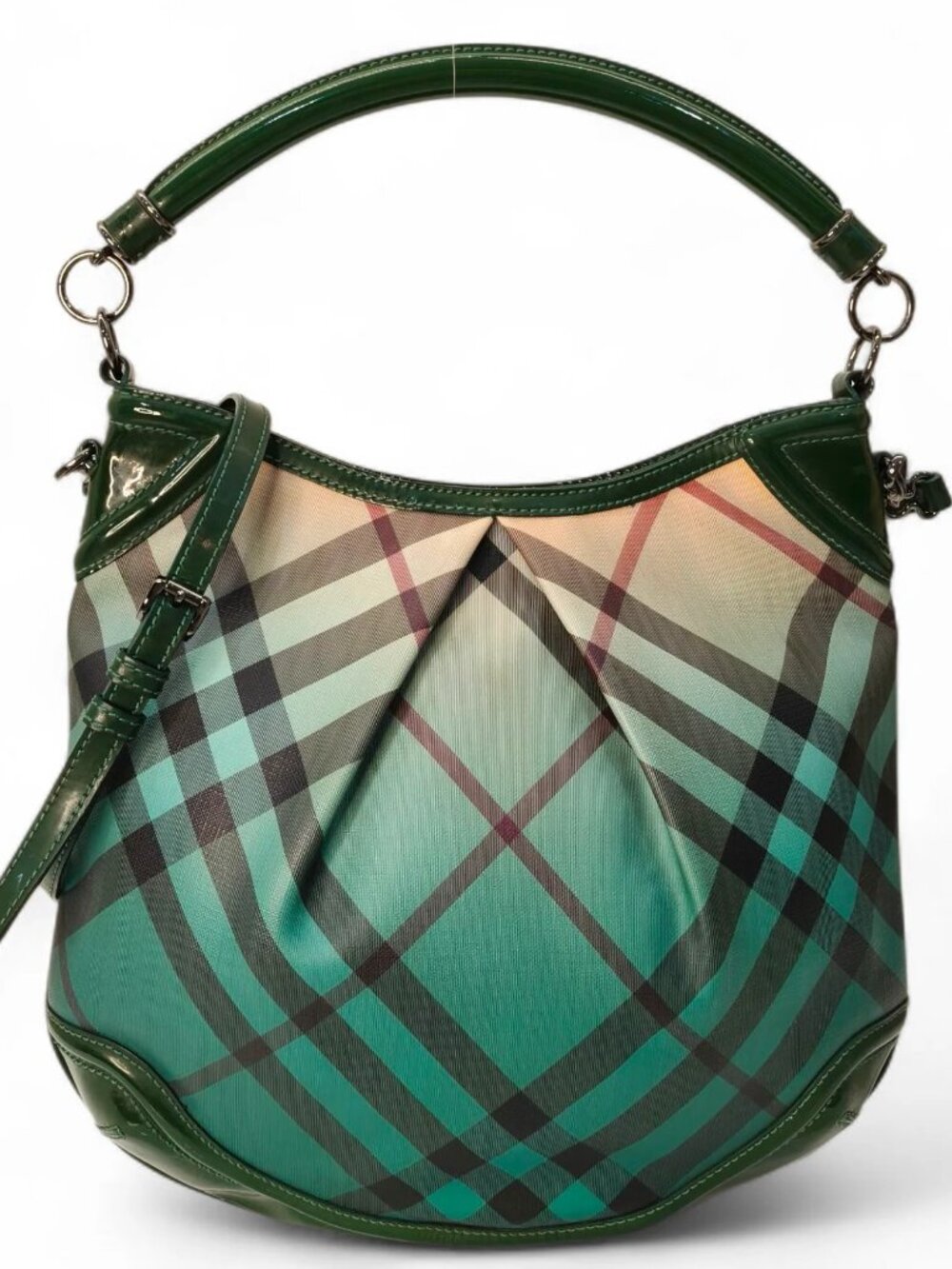 BURBERRY NOVACHECK GREEN HOBO BAG